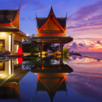 Swimming pool at sunset- Villa for sale Phuket
